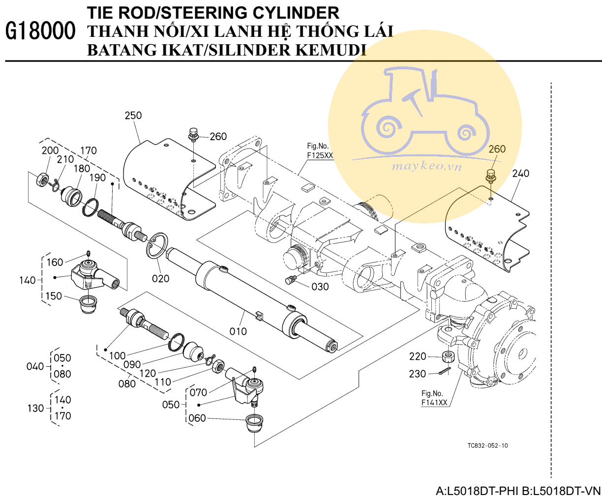 Thanh nối xylanh hệ thống lái